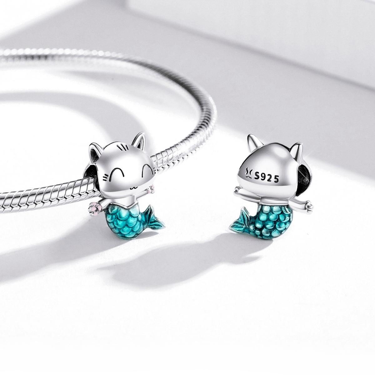 925 Sterling Silver Cat Mermaid Beads For Diy Bracelets & Necklaces