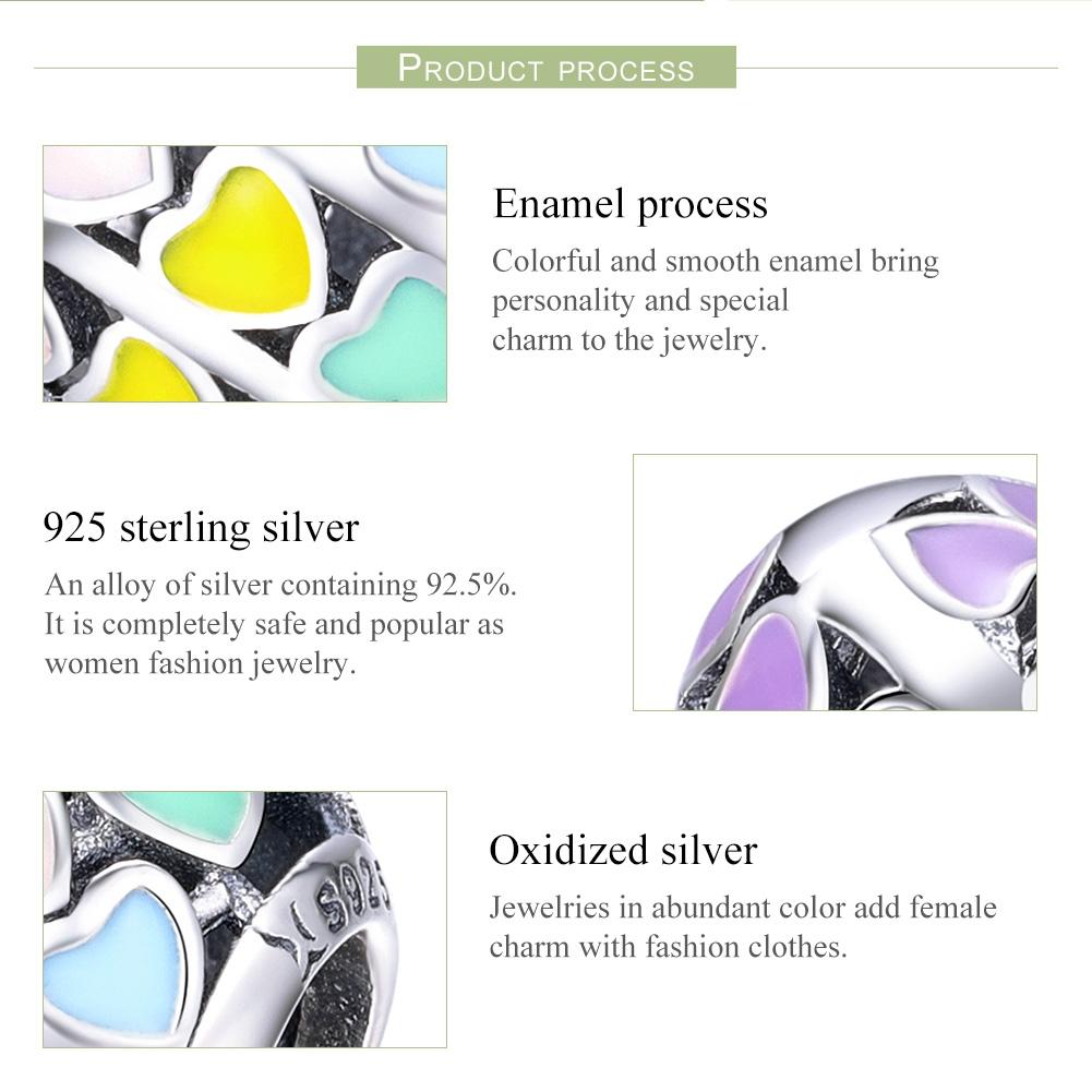 925 Sterling Silver Diy Bracelet Accessory Heart Shaped Oil Drop Beads