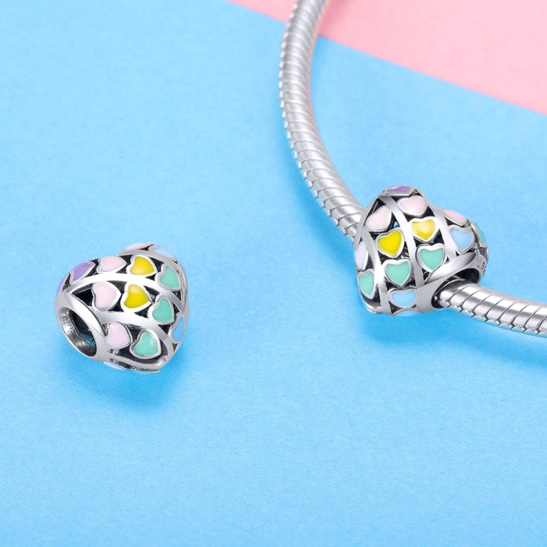925 Sterling Silver Diy Bracelet Accessory Heart Shaped Oil Drop Beads