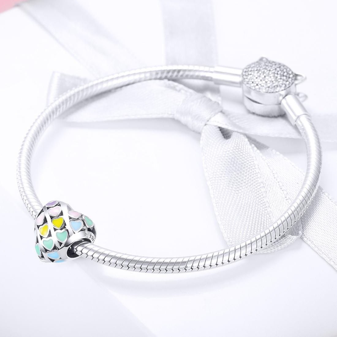 925 Sterling Silver Diy Bracelet Accessory Heart Shaped Oil Drop Beads