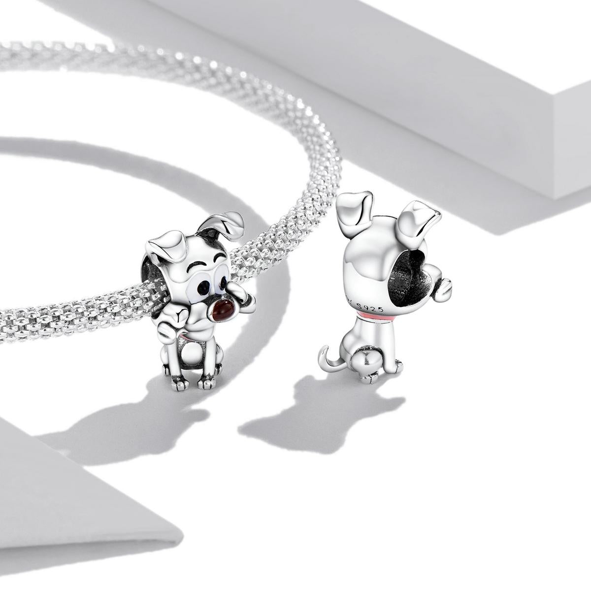 925 Sterling Silver Dog Beads For Diy Bracelets & Necklaces