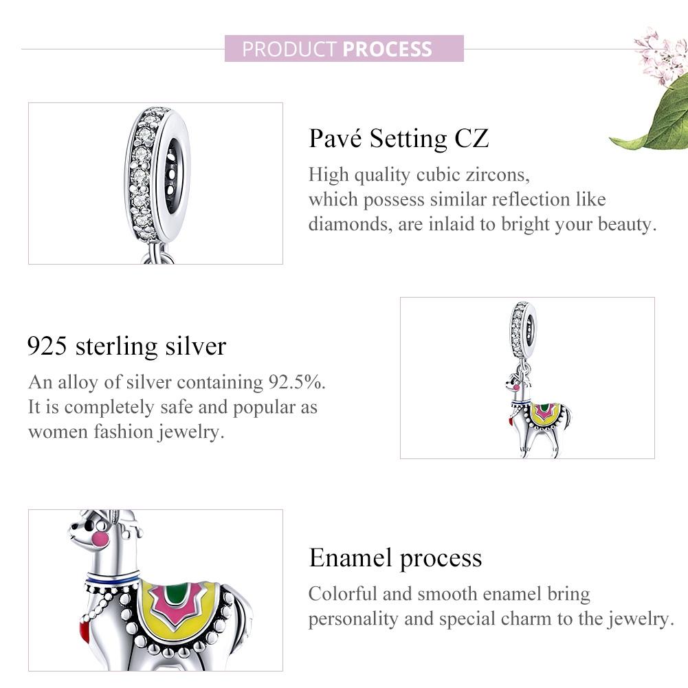 925 Sterling Silver Adorable Alpaca Pendant For Diy Bracelets & Necklaces