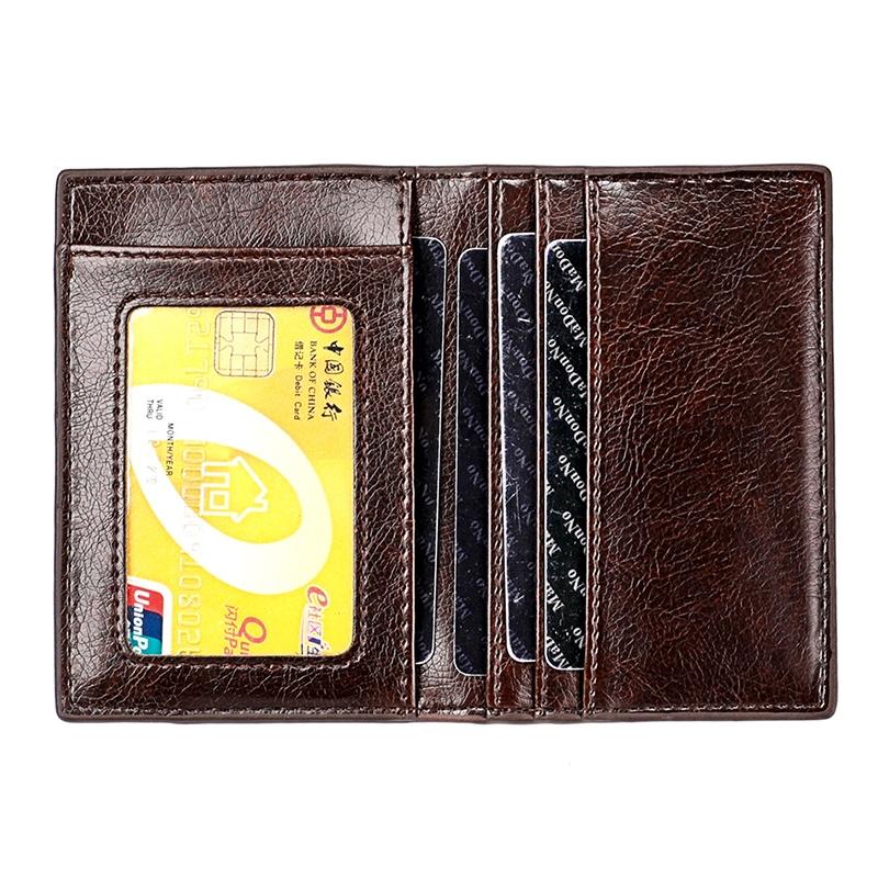 Ultra Thin Pu Leather Card Holder Mini - Coffee