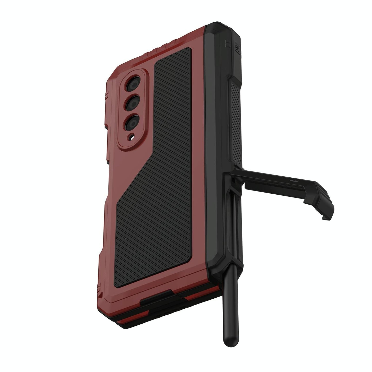 Waterproof Metal Phone Case with Folding Holder for Samsung Galaxy z Fold 4 - Black