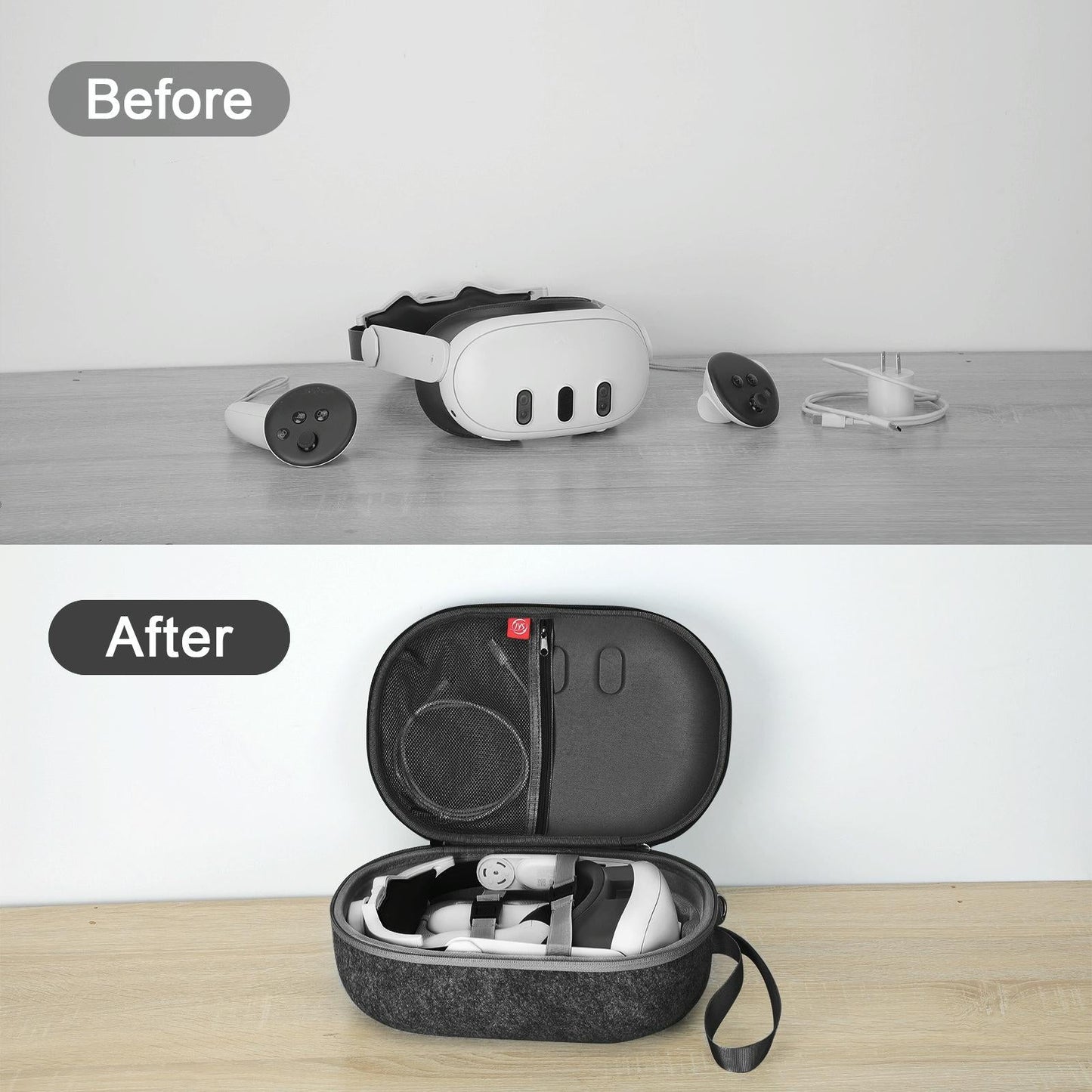 Protective Vr Storage Bag For Apple Vision Pro / Meta Quest 3 Glasses - Black