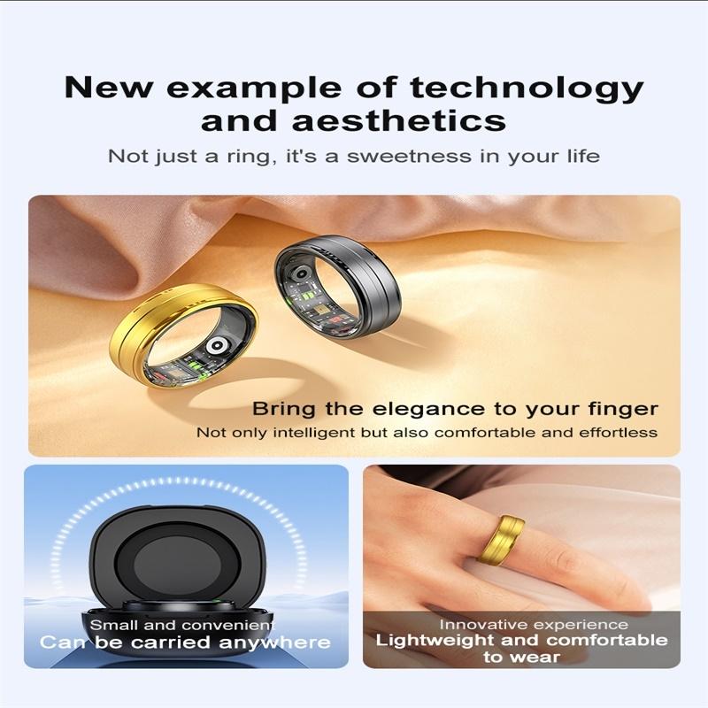 Smart Ring With Heart Rate Blood Oxygen & Sleep Monitoring - Size 10 - Black