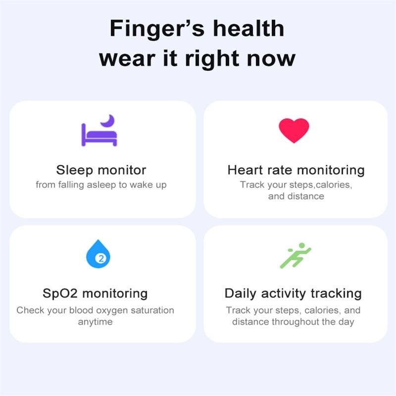 Smart Ring With Heart Rate Blood Oxygen & Sleep Monitoring - Size 10 - Black