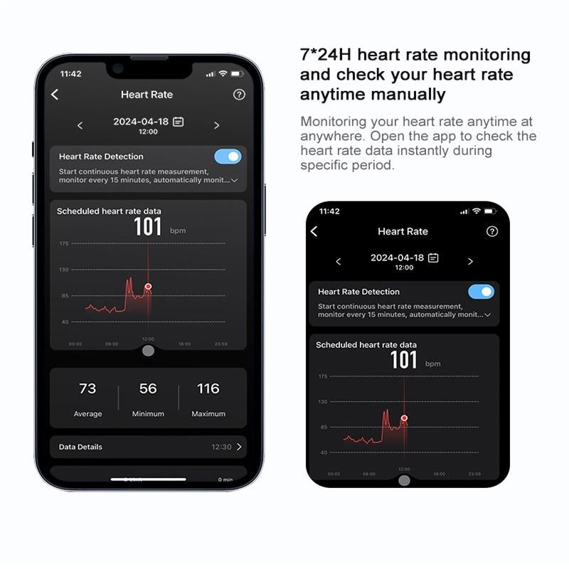 Smart Ring With Heart Rate Blood Oxygen & Sleep Monitoring - Size 10 - Black