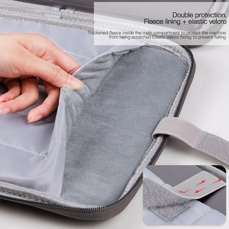 Grey Sheepskin Leather Bag for 9.7-11 Inch Laptops - Portable and Stylish