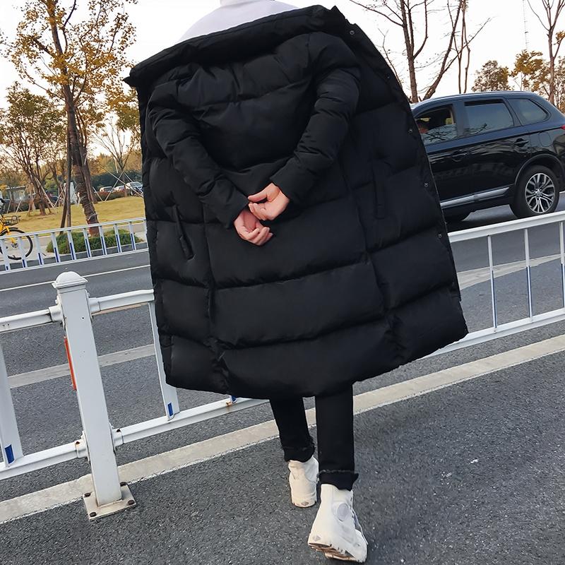 Mens Long Down Jacket Coat Winter Parkas Thick Warm Slim Fit Male Overcoat - Size M Black