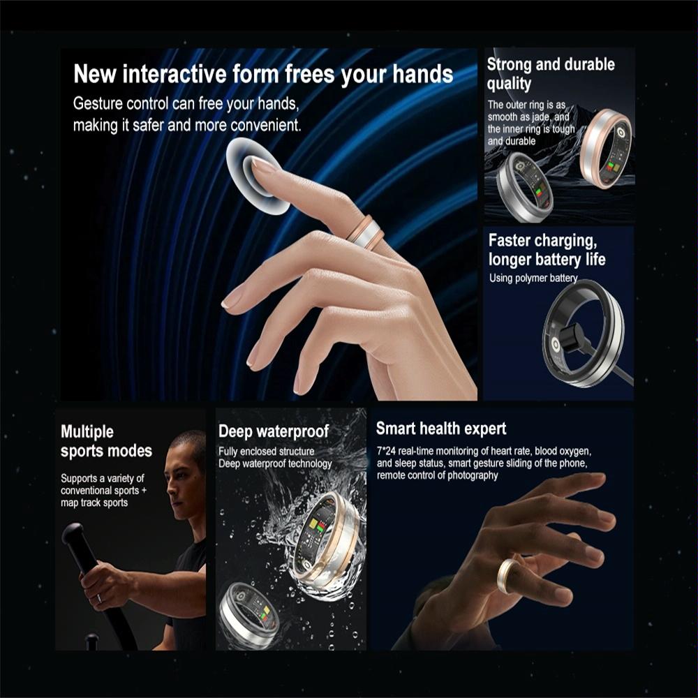 Smart Ring With Heart Rate Blood Oxygen Sleep Tracking - R18 Size 9