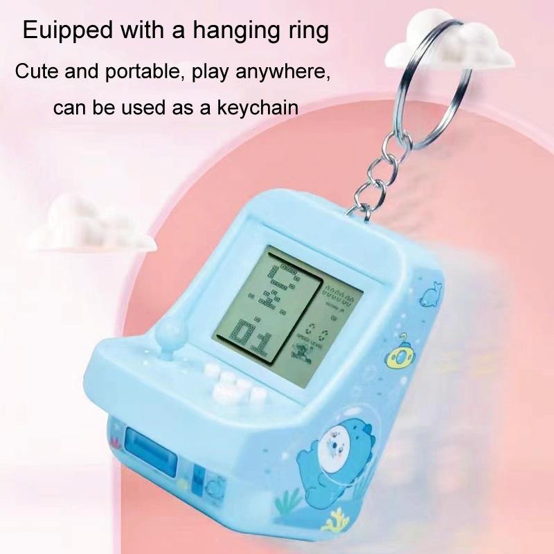 Mini Arcade Game Keychain - Portable Building Block Toy - Pink