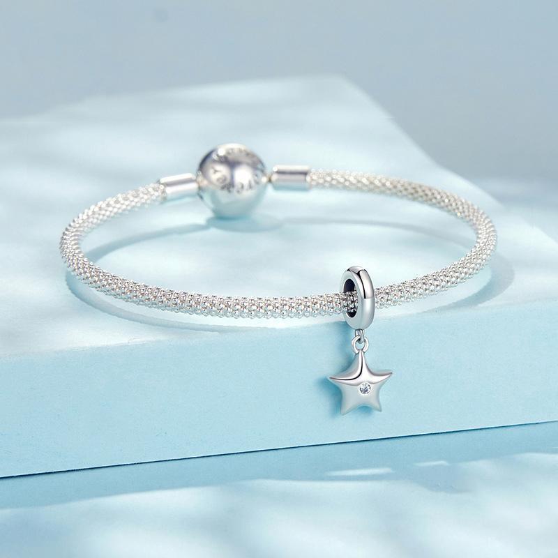 925 Sterling Silver Oxidized Star Bracelet With Beads