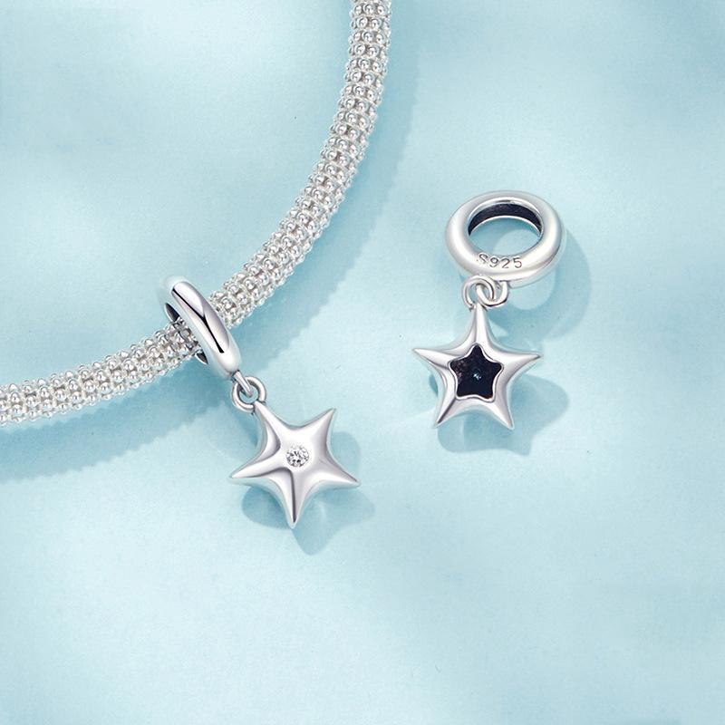 925 Sterling Silver Oxidized Star Bracelet With Beads