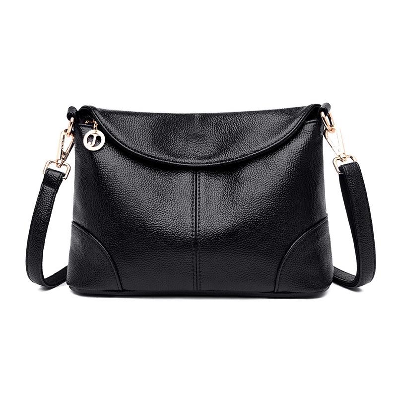 Stylish Soft Leather Shoulder Bag - Blue