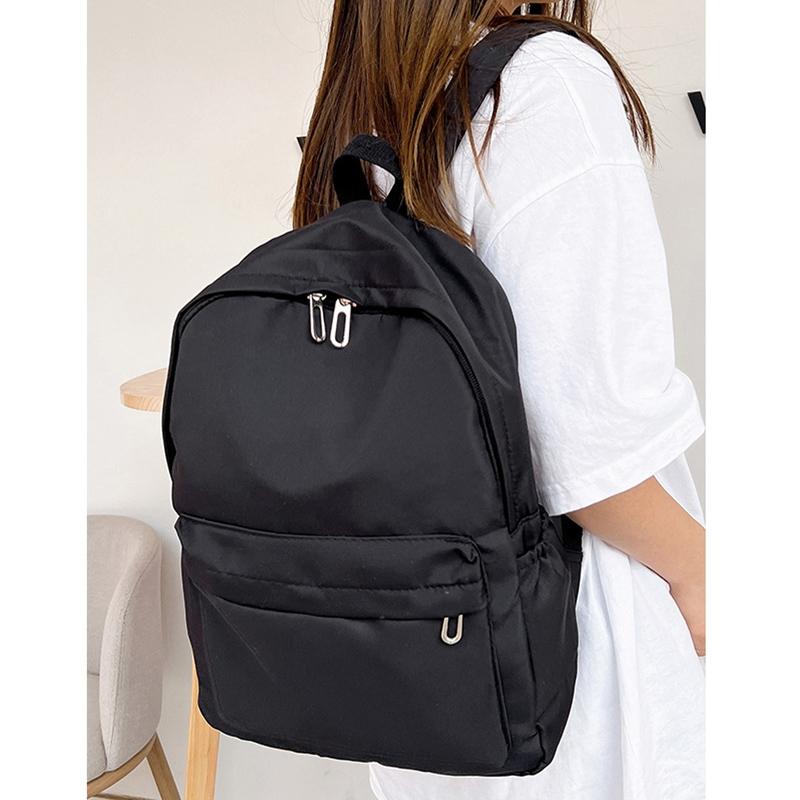 Simple Women Travel Backpack Solid Colour - Black