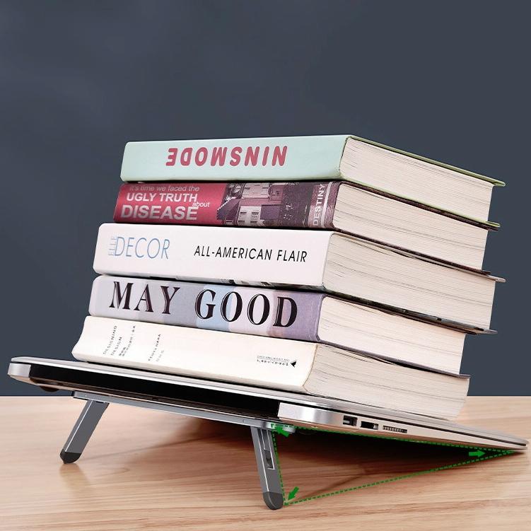 Foldable Laptop Stand with Fan and Heater - Portable and Adjustable - Silver