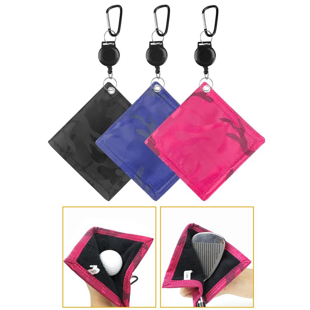 Easy Draw Golf Ball Wipe Cloth - Retractable String - Blue