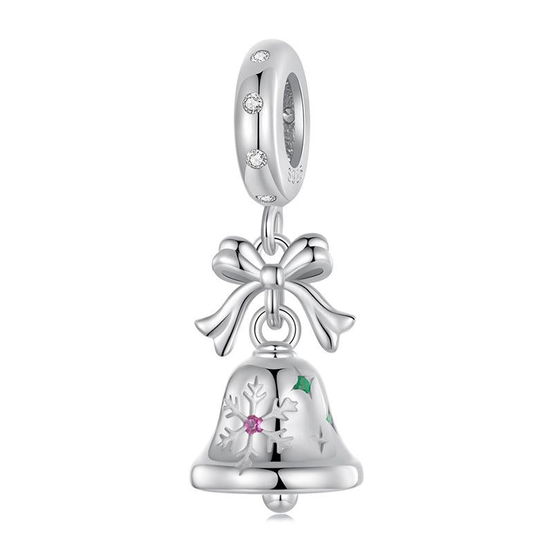 925 Sterling Silver Bow Bell Bracelet Pendant Festival Beads