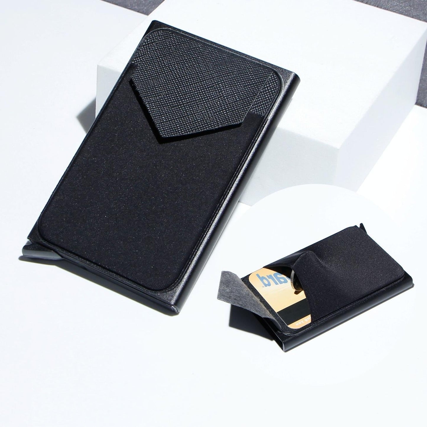 Compact Metal Card Holder with Rfid Protection - Black