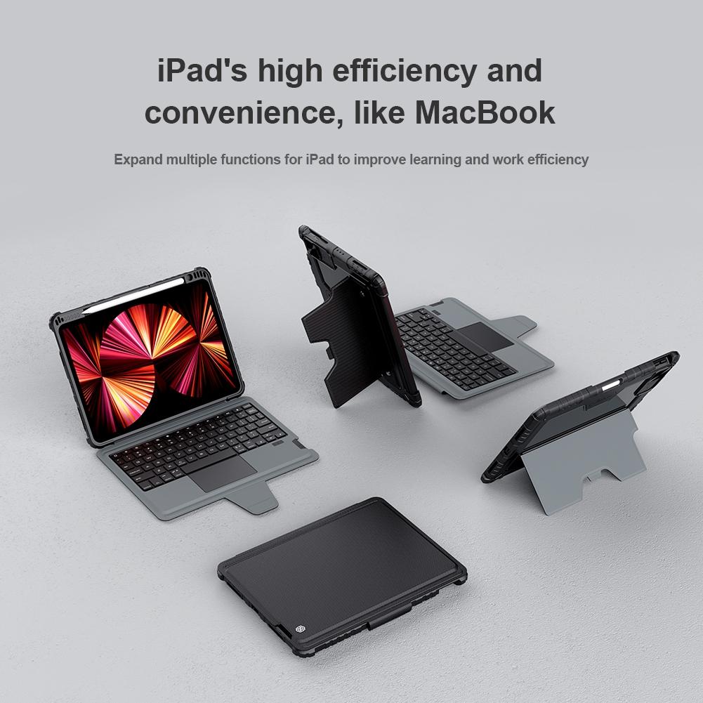 Bluetooth Touch Keyboard Smart Tablet Case For Ipad Air 10.9 / 4 / 5 / Pro 11 2020-2022 In Black