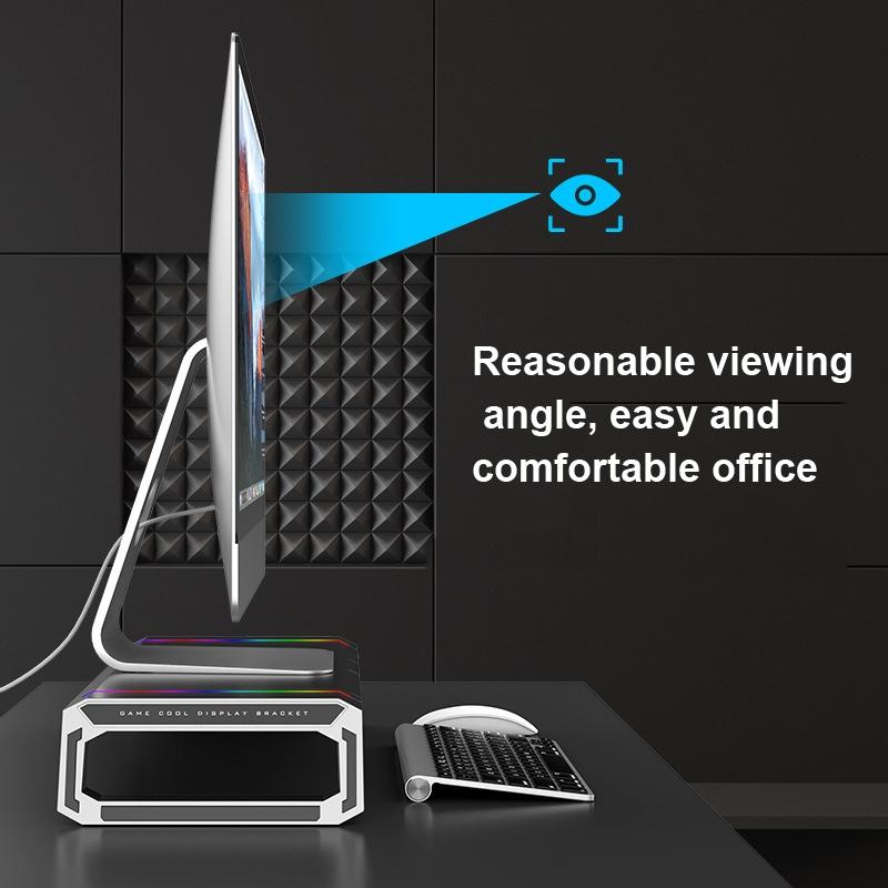Foldable Laptop Stand with Rgb Lighting & Usb Expansion - Monitor Rack - Moonlight White