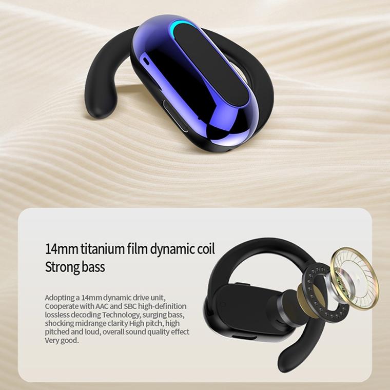 Rotatable Bluetooth Sports Earphones with Noise Reduction - Pure Black