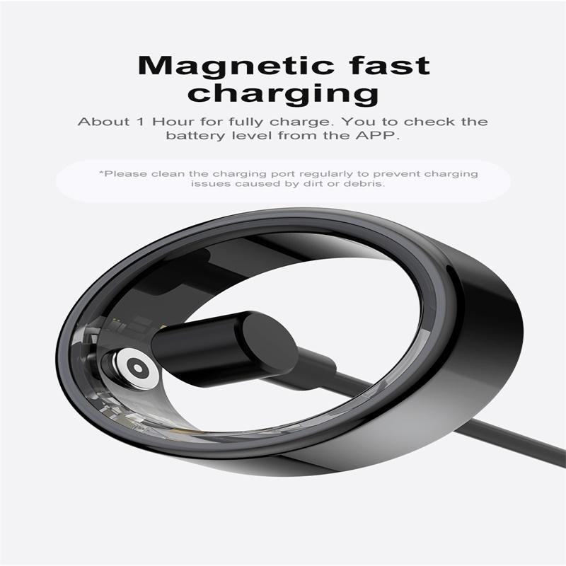 Smart Ring With Heart Rate Blood Oxygen Sleep Monitoring & Sports Modes - Size 11 - Black