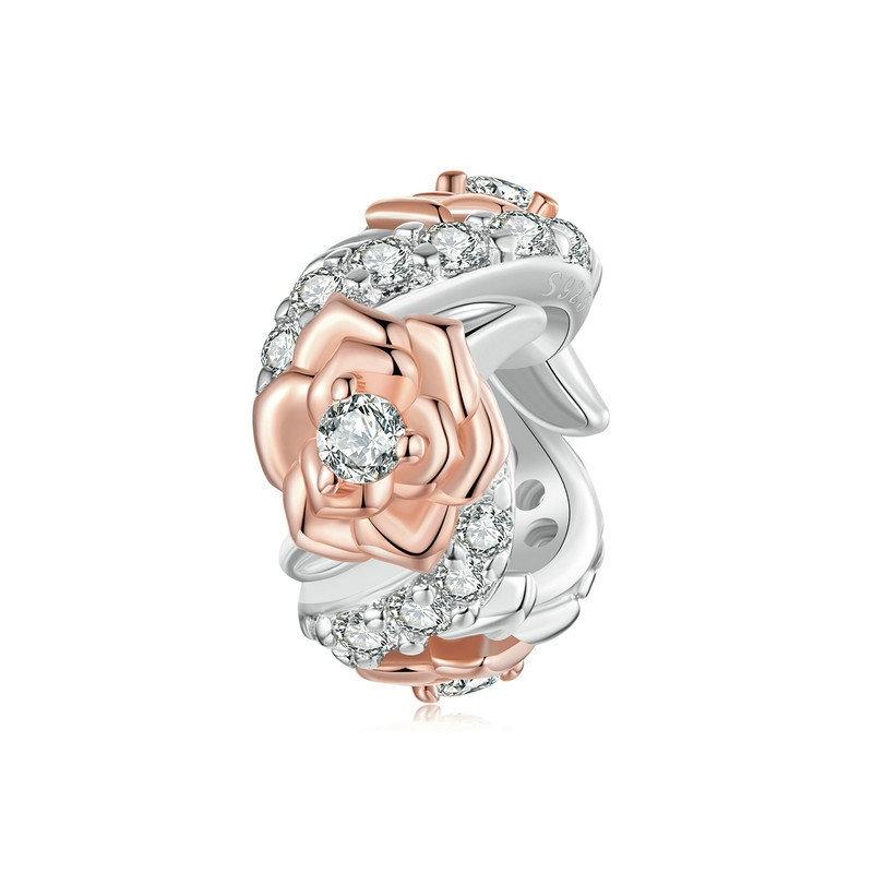 925 Sterling Silver Diy Beaded Rose Bracelet