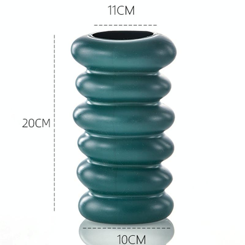 Imitation Glaze Porcelain Spiral Vase For Wet & Dry Flower Arrangements - Dark Green