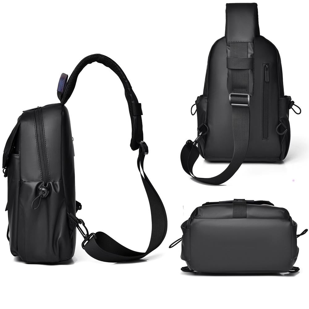Lightweight Waterproof Men Chest Bag Cycling Shoulder Bag - Black