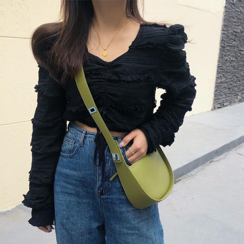 Vintage Semi Circular Underarm Bag White