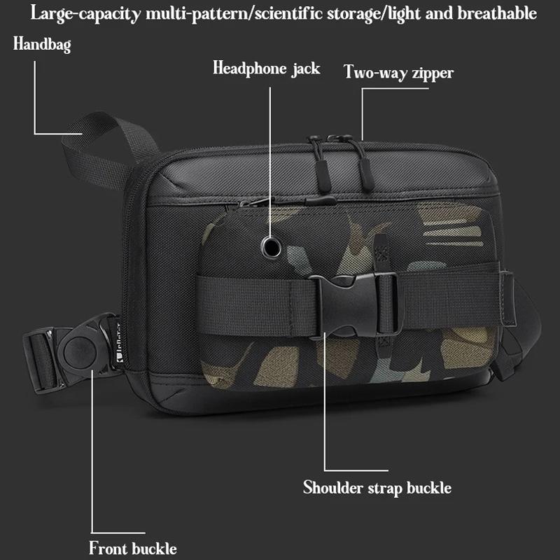 Functional Men Chest Bag Versatile Messenger Bag For Everyday Use - Black