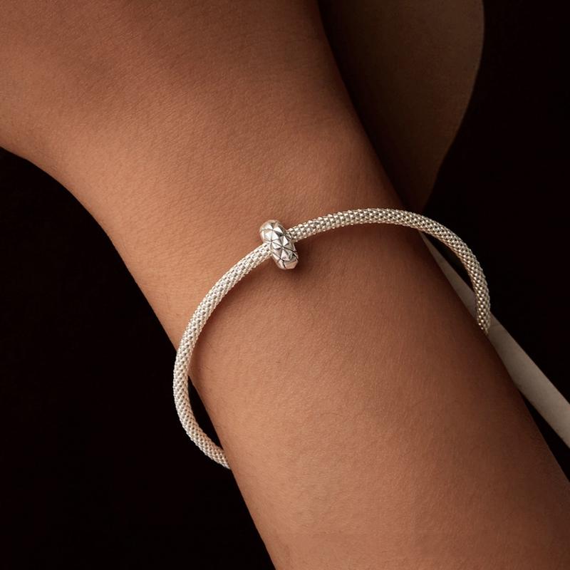 925 Sterling Silver Diy Bracelet Clip Diamond Pattern