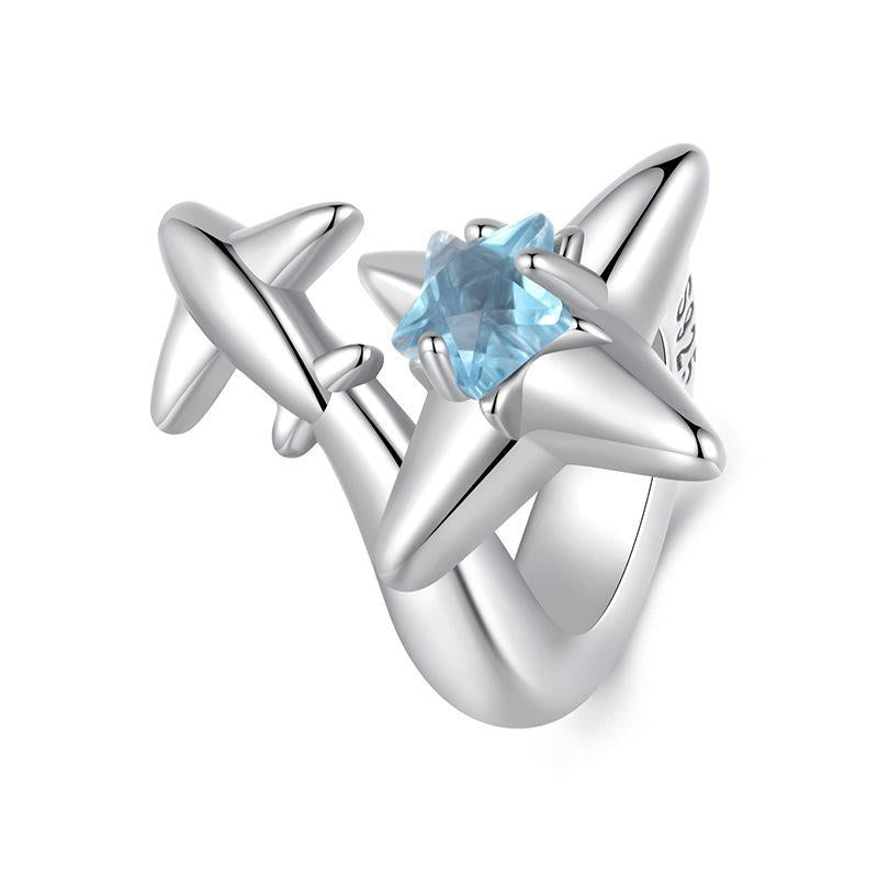 925 Sterling Silver Oxidized Airplane Starburst Beads