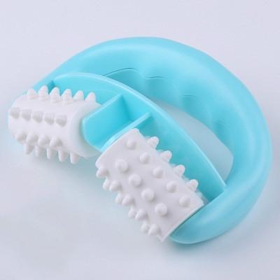 Round Handle Massager Manual Two-Wheel Plastic T9142 - Blue