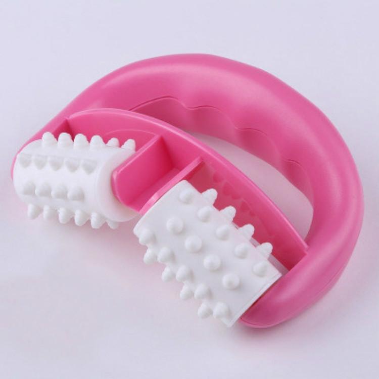Round Handle Massager Manual Two-Wheel Plastic T9142 - Blue