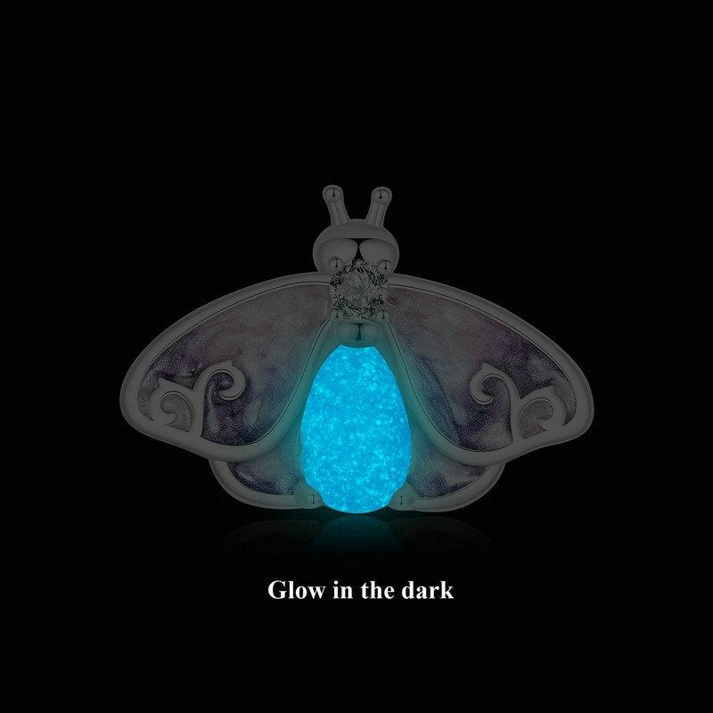 925 Sterling Silver Platinum Plated Luminous Purple Butterfly Beads
