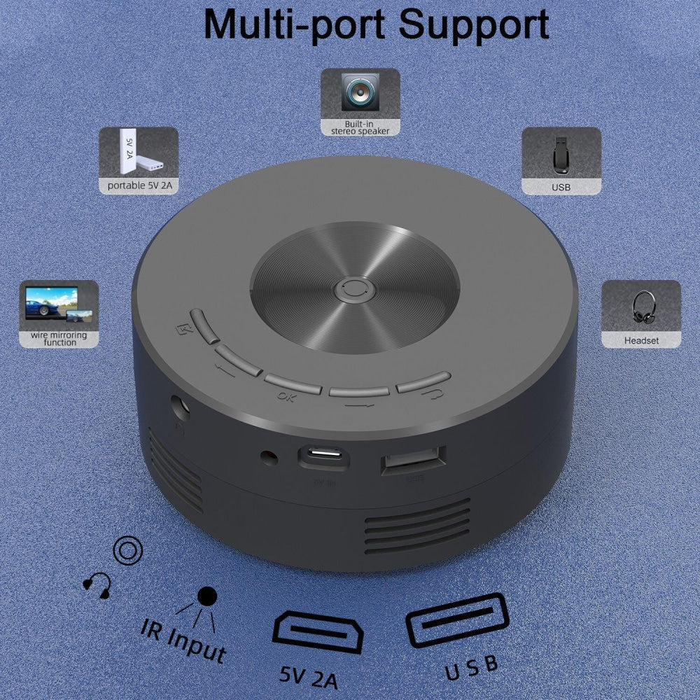 Portable Mini Projector - Hd Led Usb Powered Wired Connection - Black