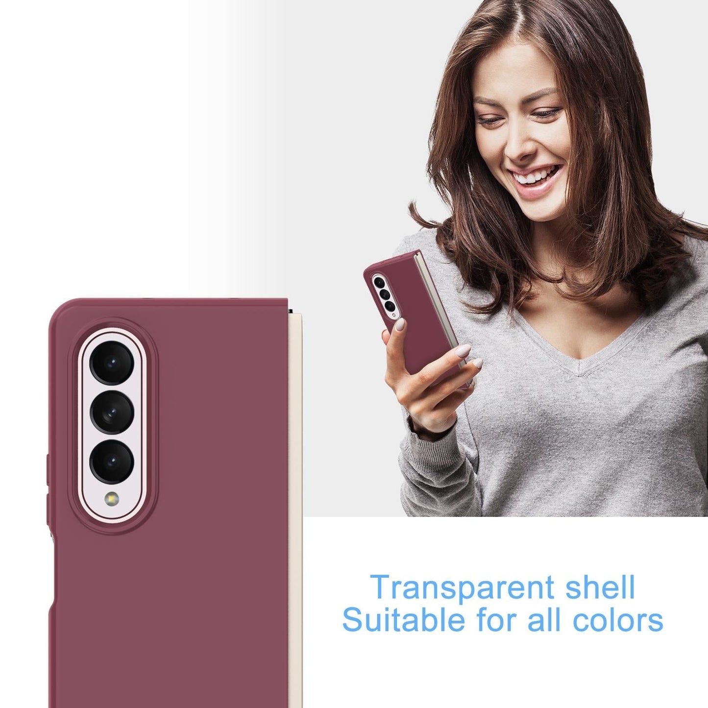 Foldable Pc Case for Samsung Galaxy z Fold 4 / 5g - Solid Colour - Wine Red