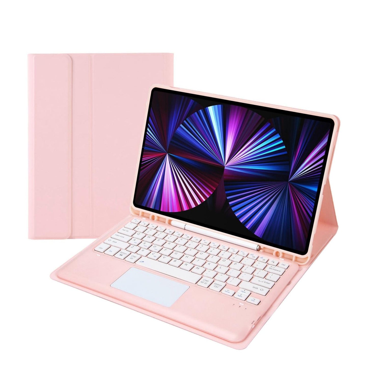 Detachable Bluetooth Keyboard Leather Case For Ipad Pro 12.9 2021 / 2020 / 2018 With Touch Pad - Black