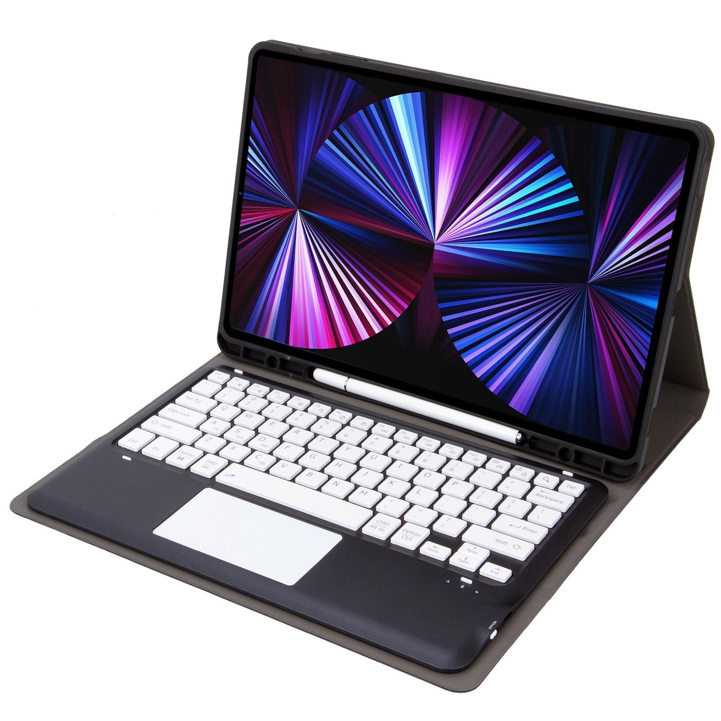 Detachable Bluetooth Keyboard Leather Case For Ipad Pro 12.9 2021 / 2020 / 2018 With Touch Pad - Black