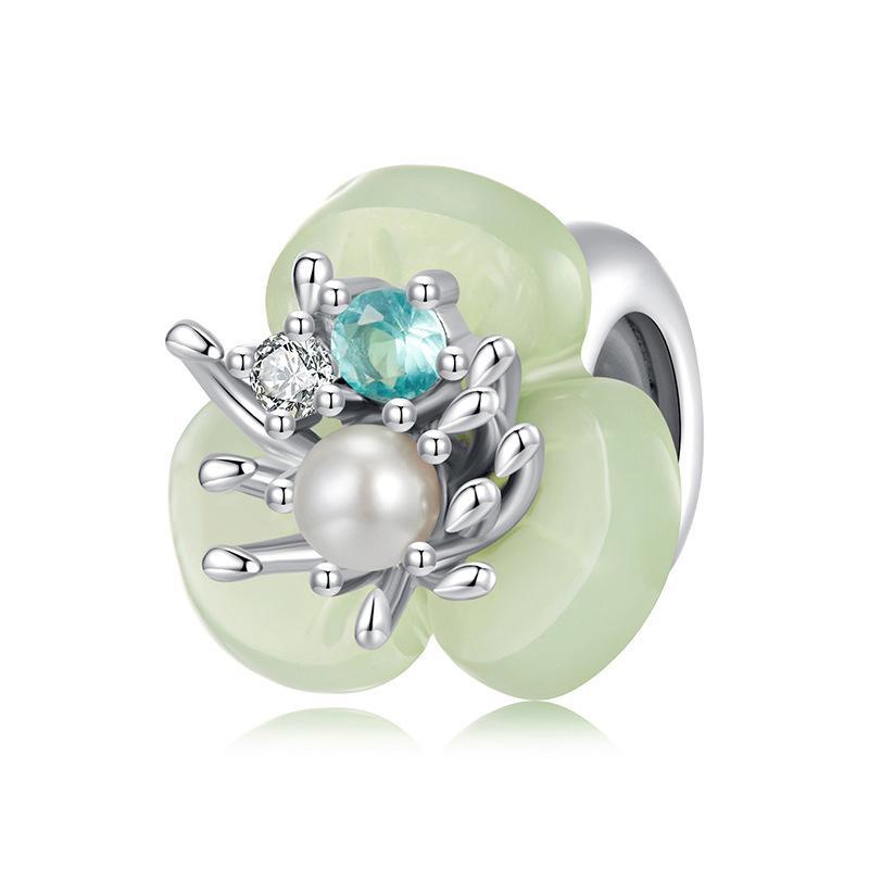 925 Sterling Silver Flower Pearl Silicone Spacer Beads For Jewelry