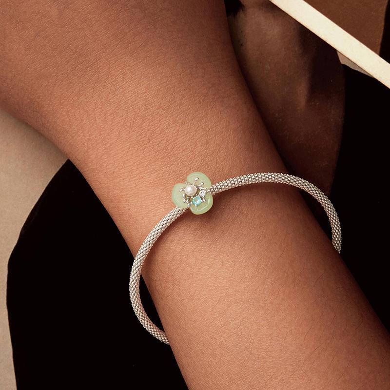 925 Sterling Silver Flower Pearl Silicone Spacer Beads For Jewelry
