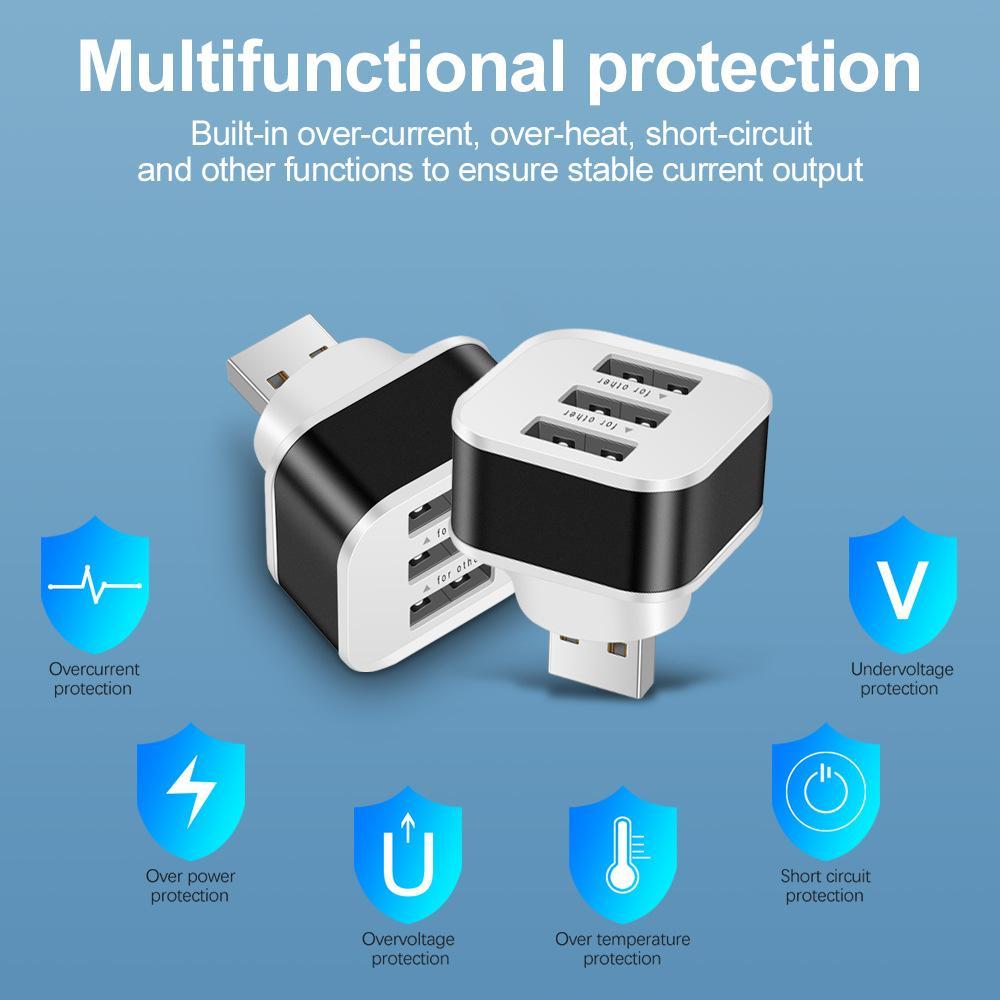 3-Port Usb 2.0 Hub Expander - Gold