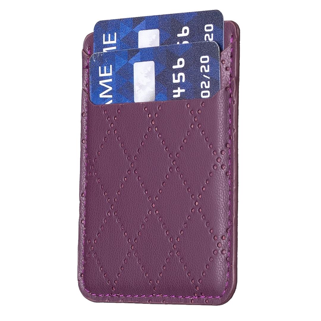 Diamond Lattice Card Bag Sticker For Mobile Phones - Dark Purple