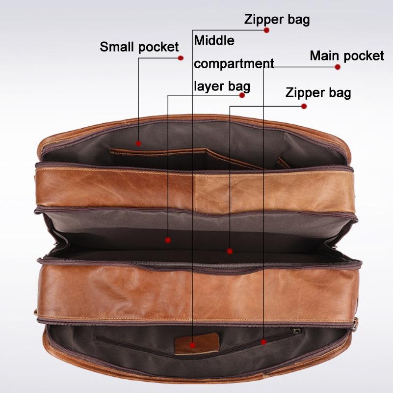 Men 15.6 Inch Business Handbag Casual Singer Shoulder Messenger Bag - Green Oil