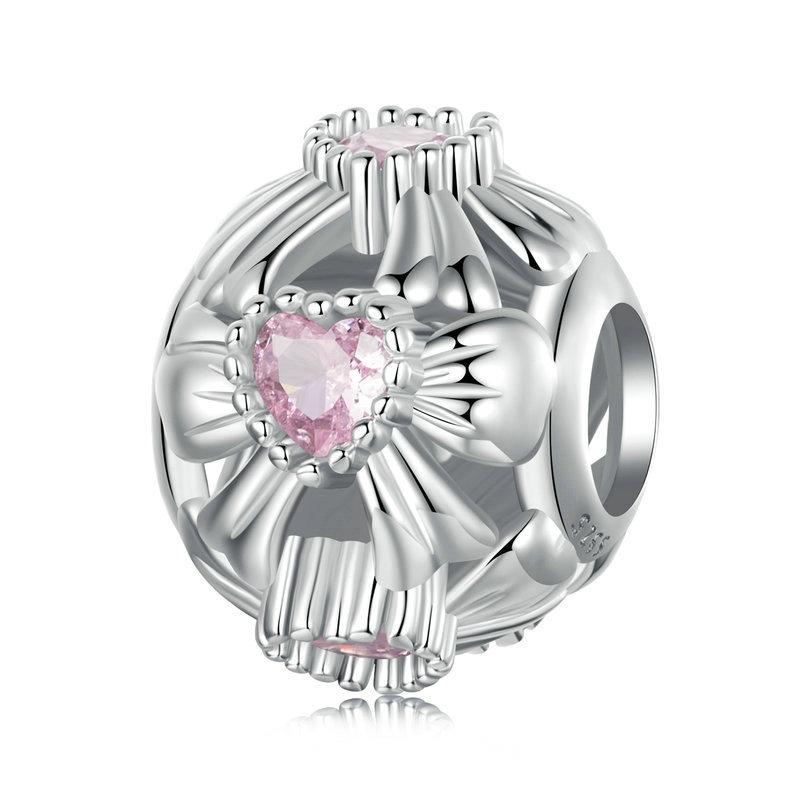 925 Sterling Silver Platinum Plated Sweet Bow Diy Beads