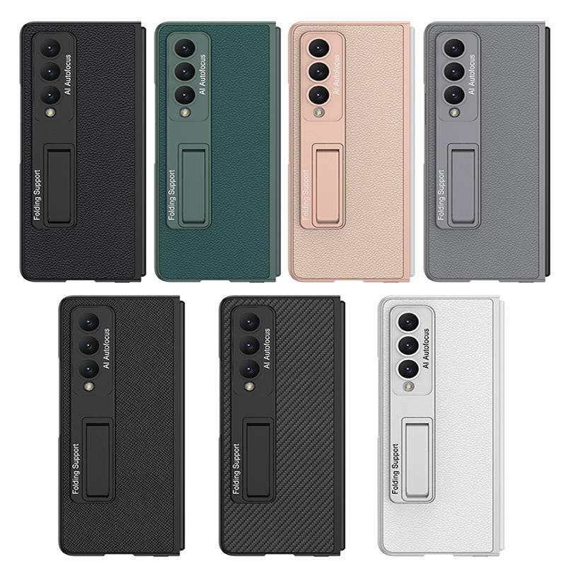 For Samsung Galaxy Z Fold4 5G Leather Case With Stand - Ultra Thin - Cross Texture