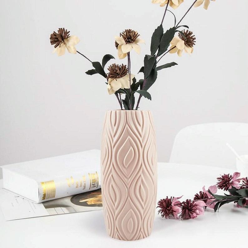 2-Piece Plastic Vase Set For Creative Flower Arrangements Wet And Dry Decor - Pink